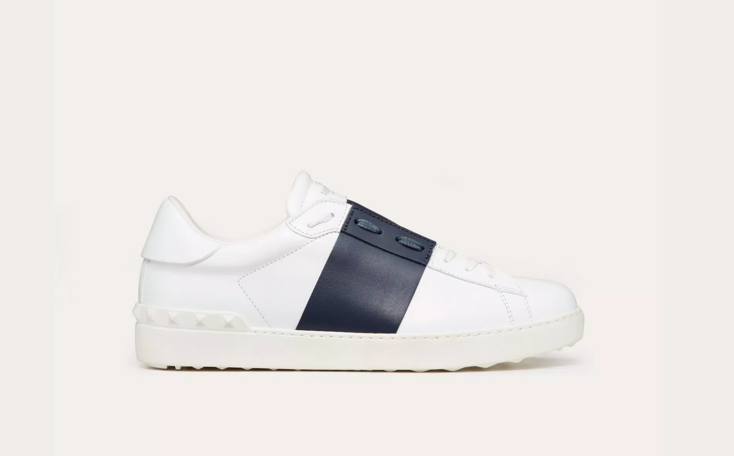 Valentino Open Lace-Up Sneaker - White and Navy