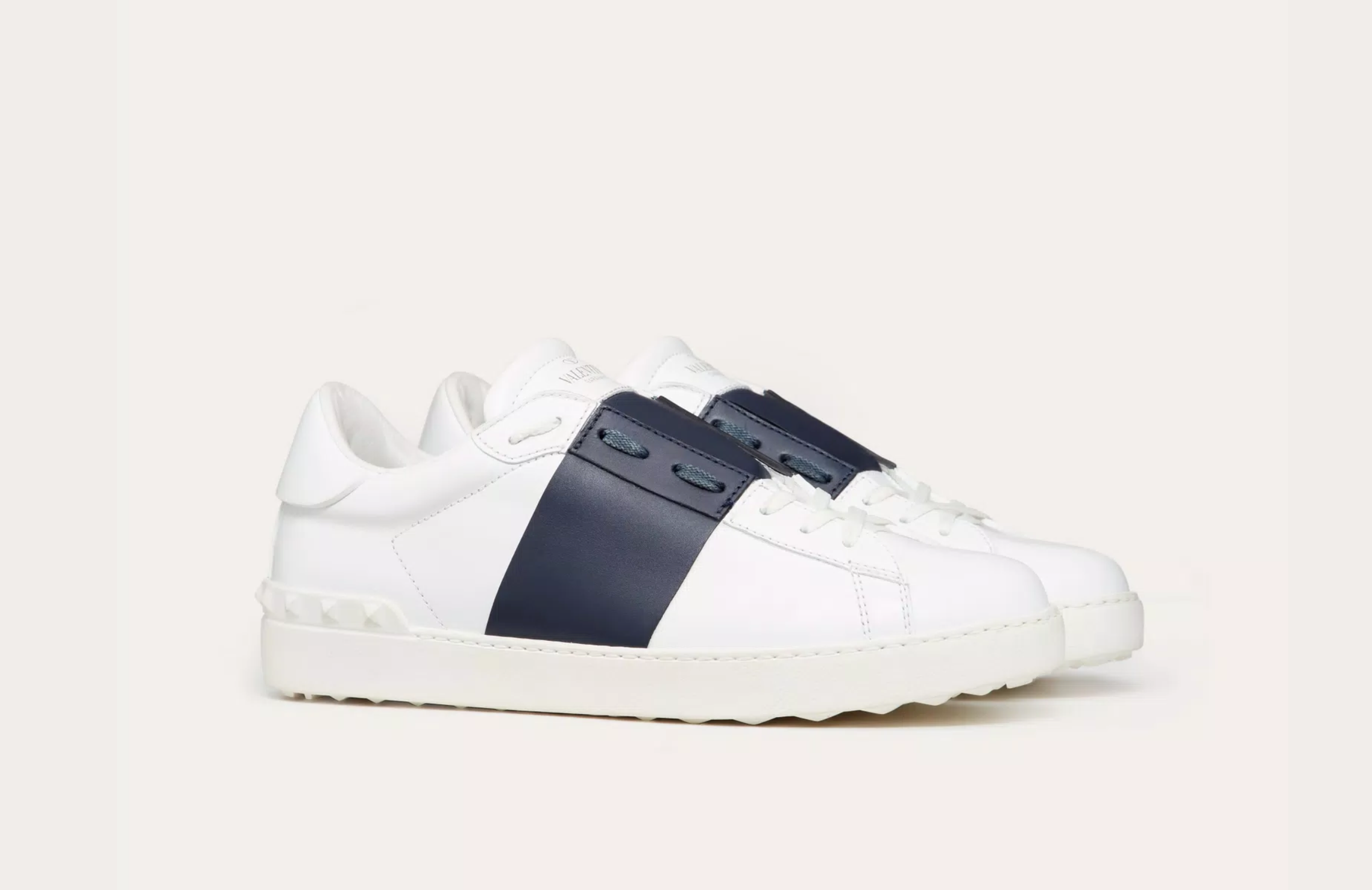 Valentino Open Lace-Up Sneaker - White and Navy