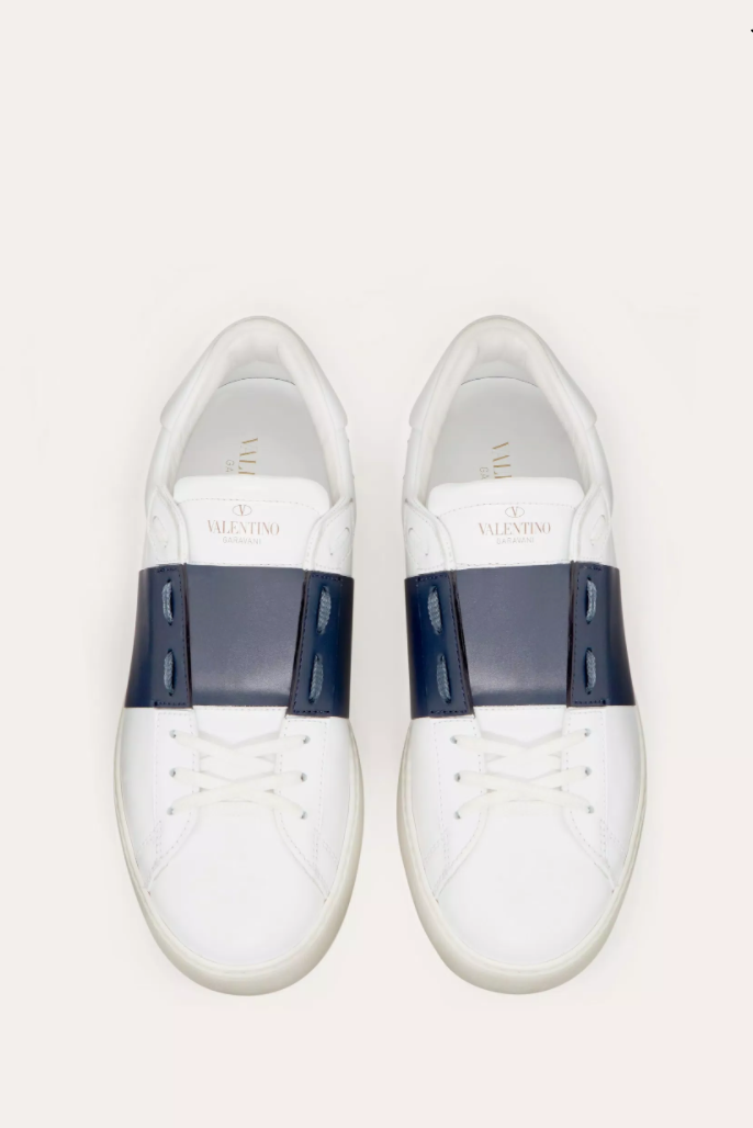 Valentino Open Lace-Up Sneaker - White and Navy