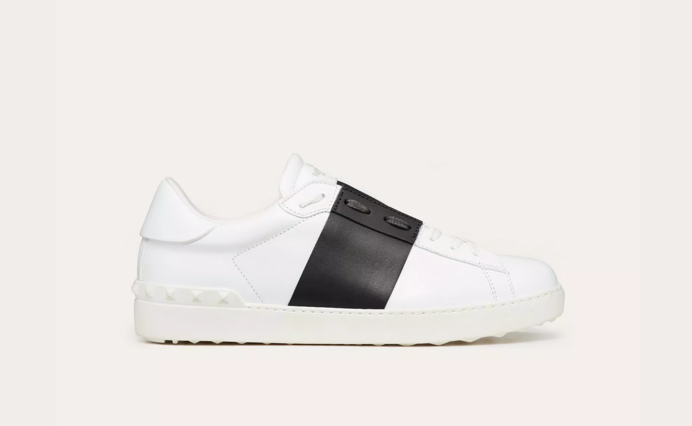 Valentino Open Lace-Up Sneaker - White and Black