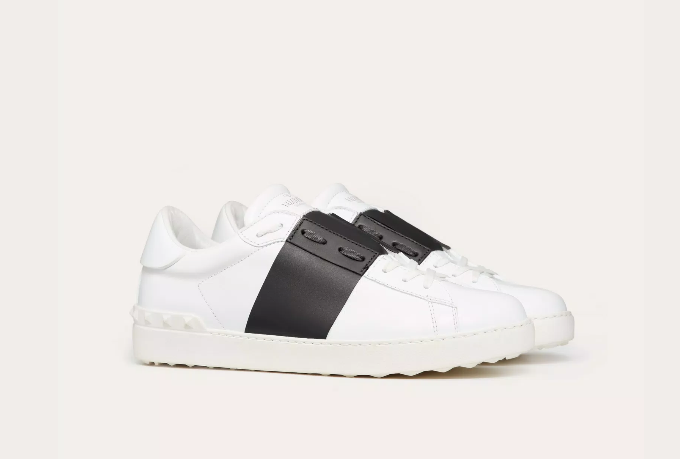 Valentino Open Lace-Up Sneaker - White and Black