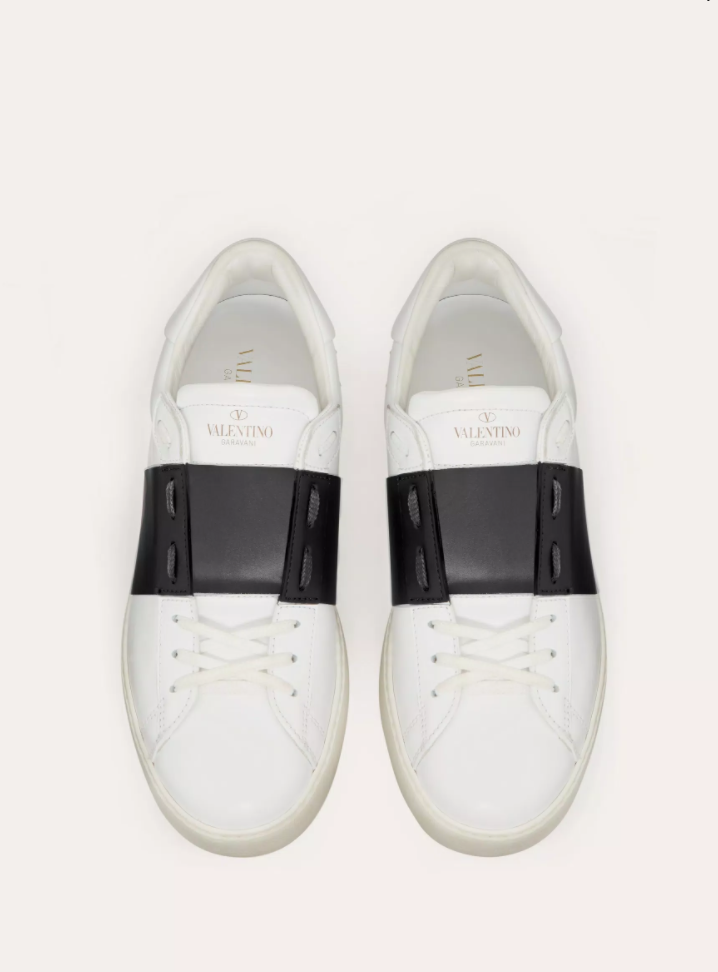 Valentino Open Lace-Up Sneaker - White and Black